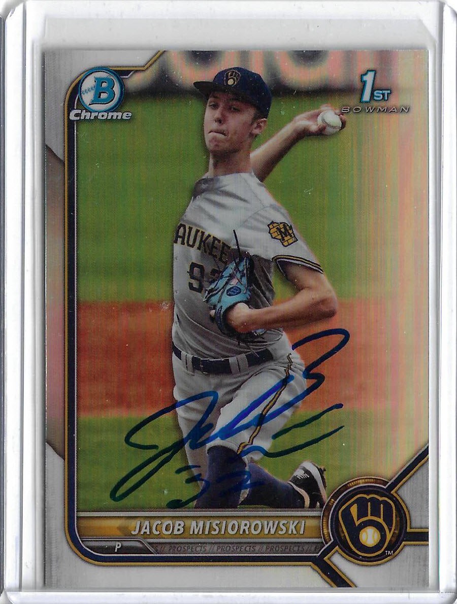 Jacob Misiorowski Autographed 2022 Bowman Draft Chrome REFRACTOR BDC132 Rookie