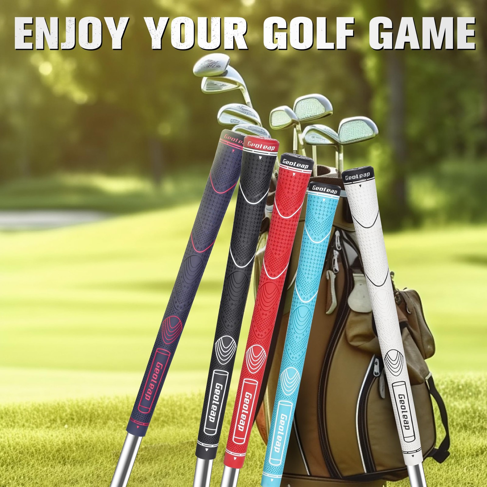 Geoleap Rubber Golf Midsize, White-Classic( 13 Grips Only with 15 Tapes)