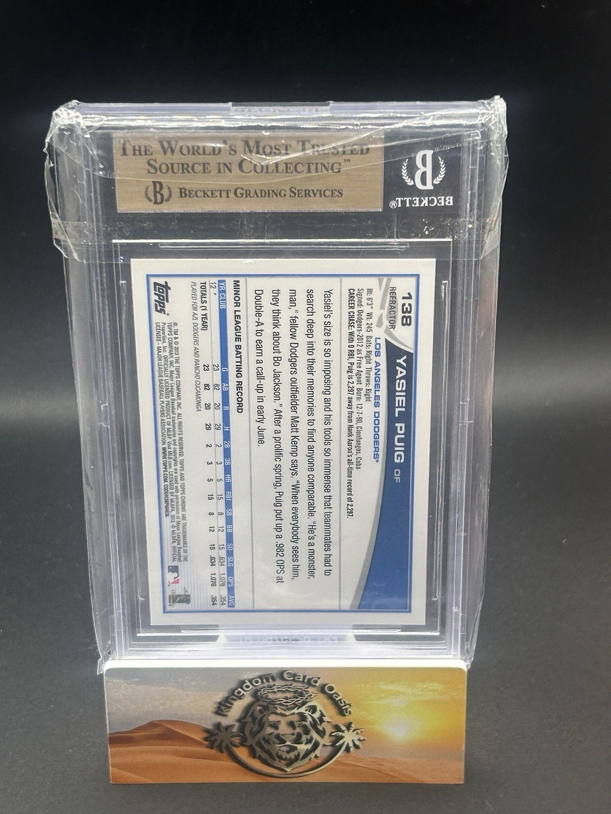 💥YASIEL PUIG 2013 TOPPS CHROME REFRACTOR #138 BGS 9.5 GEM – Dodgers💥