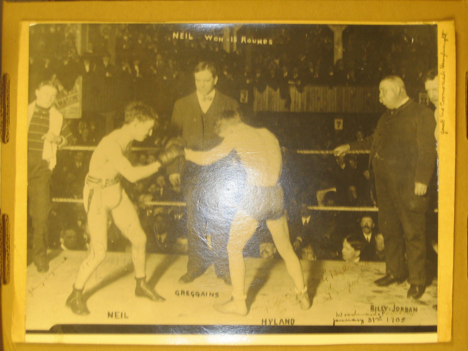1905 “Fighting” Dick Hyland & Frankie Neil in vintage 2nd gen photo 10.5×14″