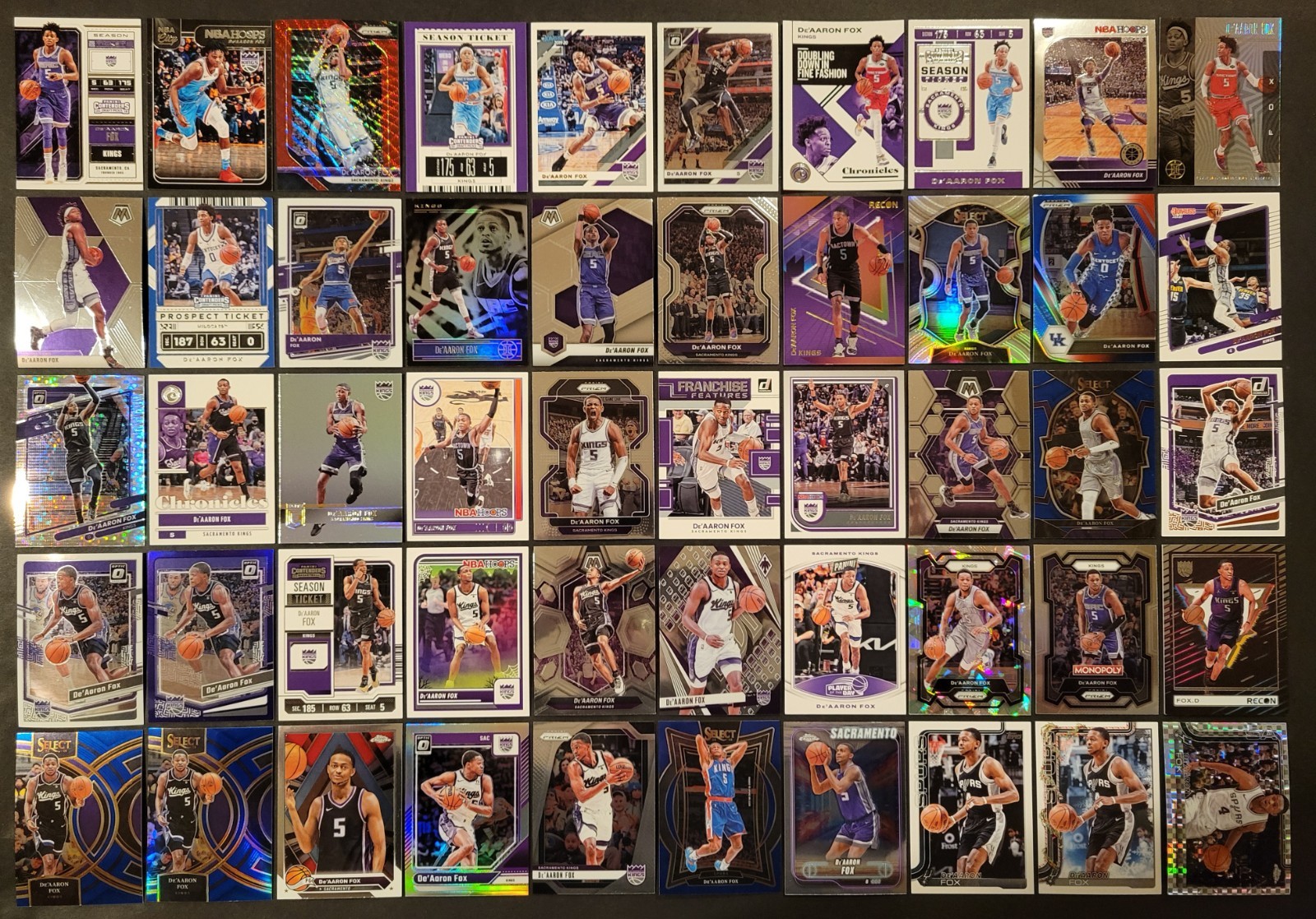 Lot of 50 Different DE’AARON FOX Basketball Cards 2xAS 2018-2026 BSK4186