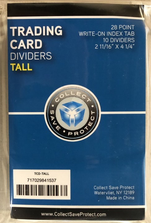 (1000) TALL TABBED PLASTIC TRADING CARD DIVIDERS for CARDBOARD STORAGE BOXES