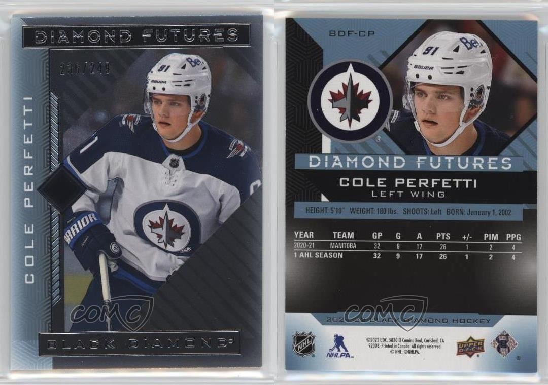2021 Upper Deck Black Diamond Futures /249 Cole Perfetti #BDF-CP Rookie RC 14sr