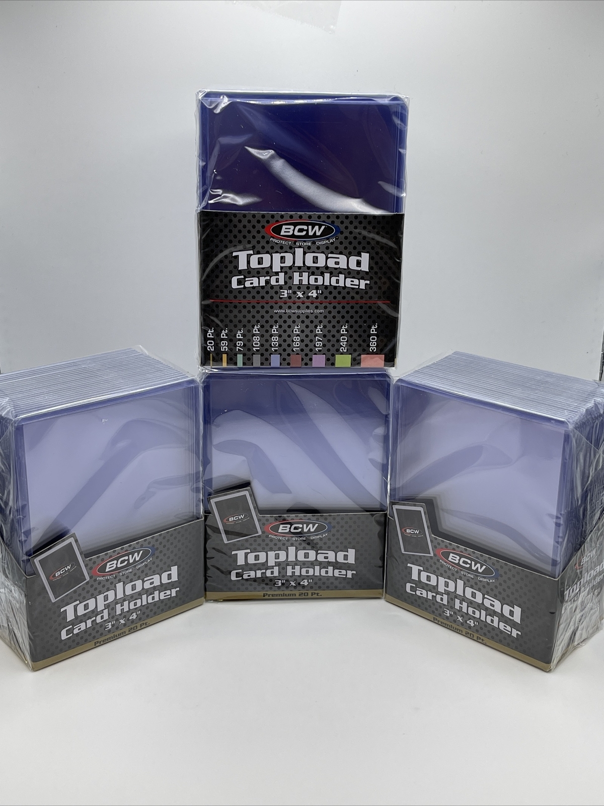 BCW 3X4 Toploaders PREMIUM 20pt Point 4 Packs of 25 for Standard Cards 100 Total