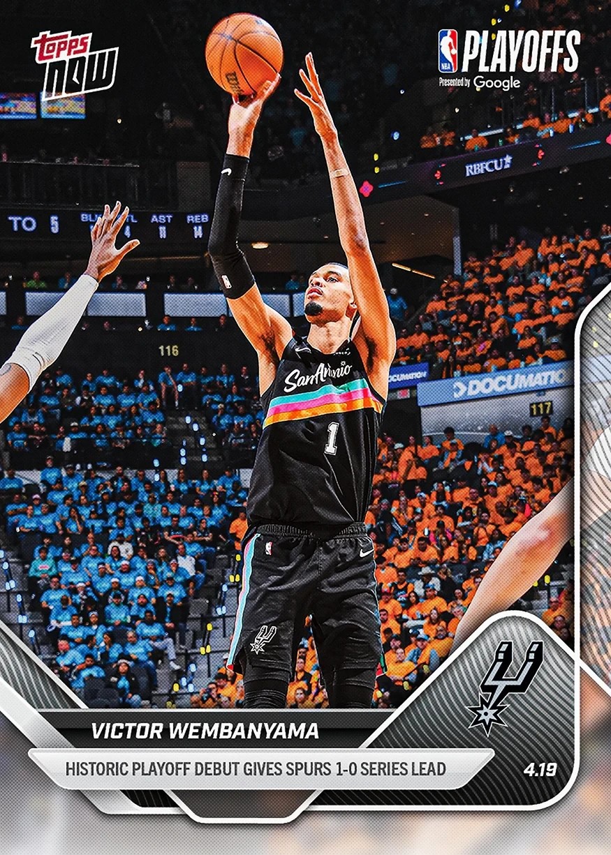 Victor Wembanyama 2025-26 NBA Topps NOW Card #265 Playoff Debut – QTY