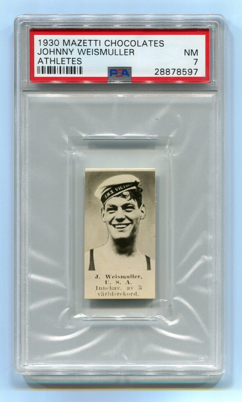 1930 Mazetti Black Tint Johnny Weissmuller PSA 7 NM USA Tarzan Swimming Highest