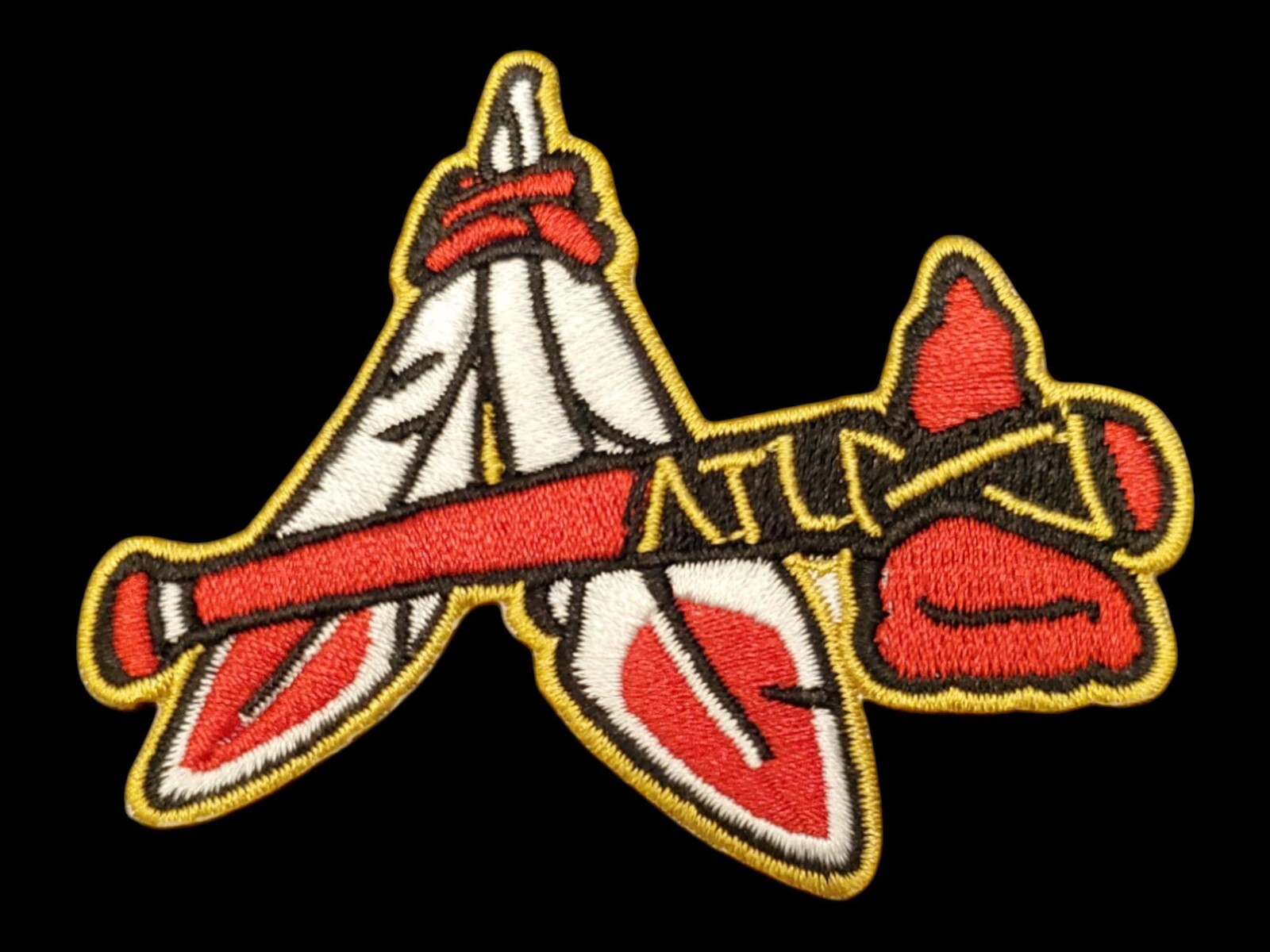 Atlanta Braves Feather Patch. Fully Embroidered. Iron On Backing. 3″x2″