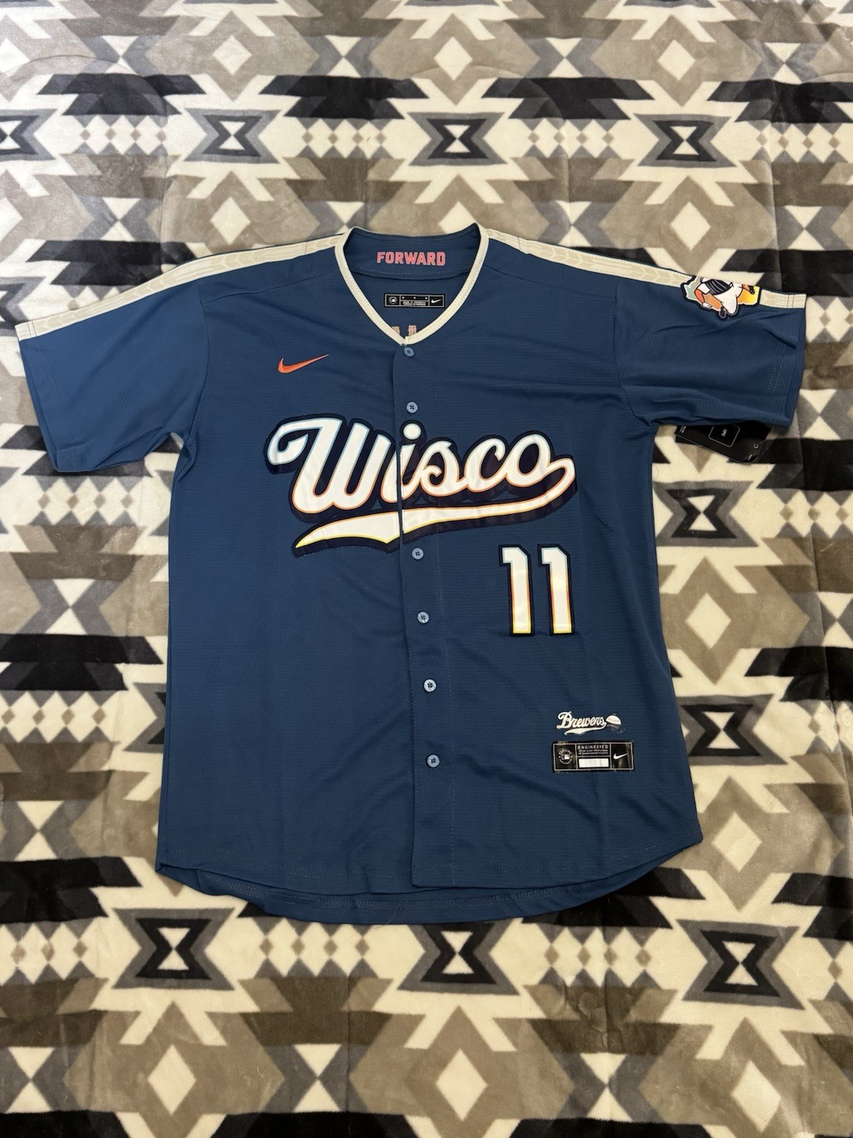 Jackson Chourio Milwaukee Brewers Adult Medium City Connect Jersey! STITCHED !