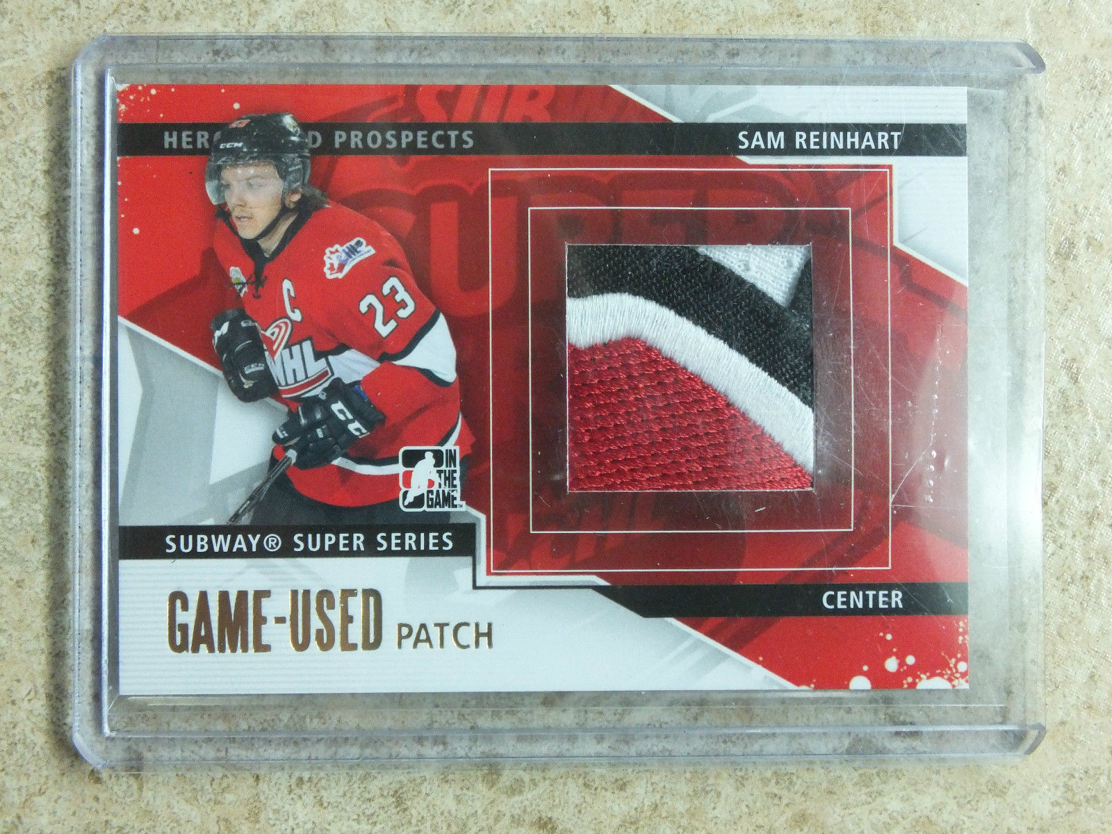 13-14 ITG H&P Heroes Prospects Game-Used Patch GOLD #SSM-16 SAM REINHART /5