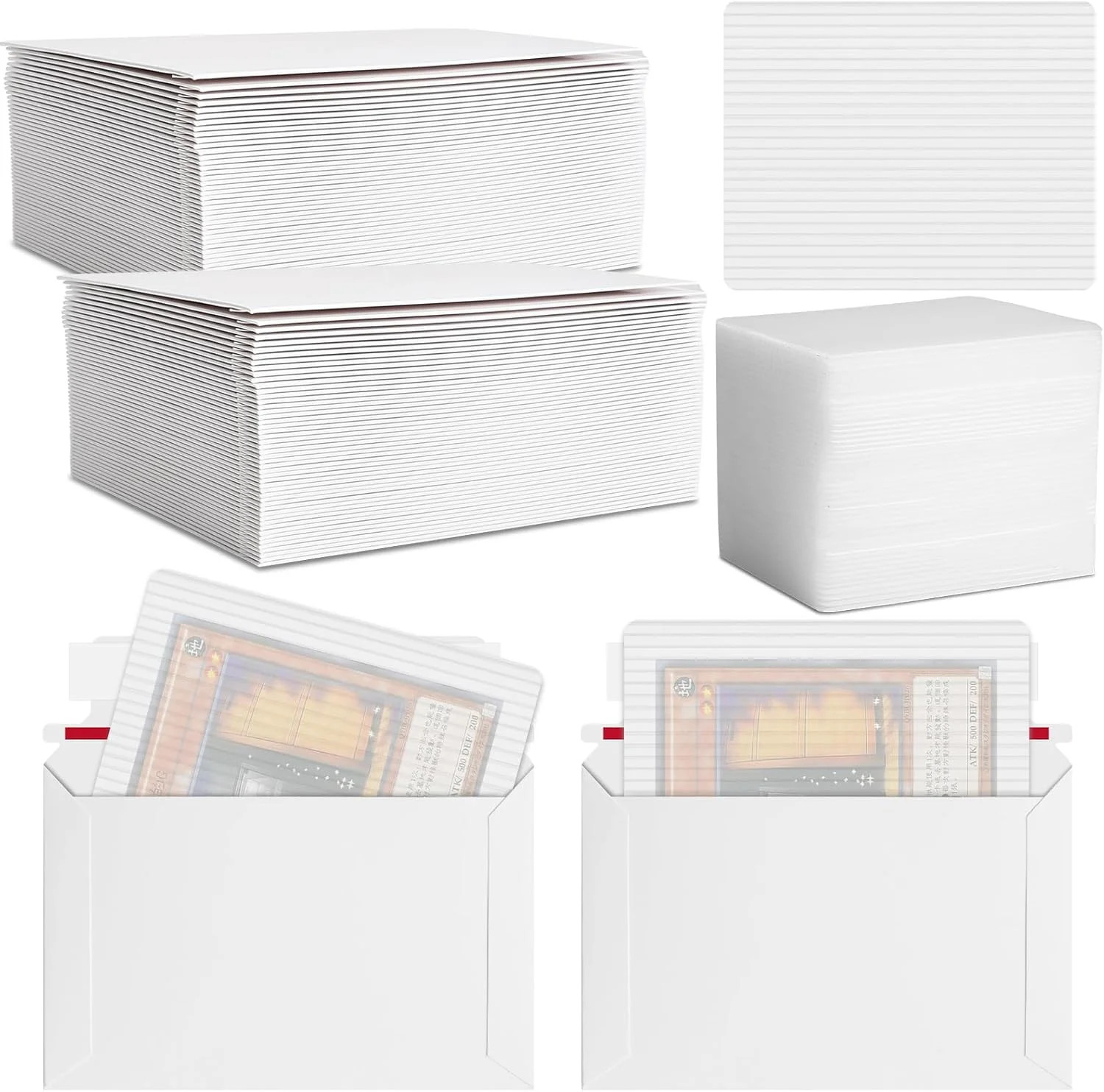 200 Pcs Trading Card Shipping Set 4 x 6” Trading Card Protector and Envelope…