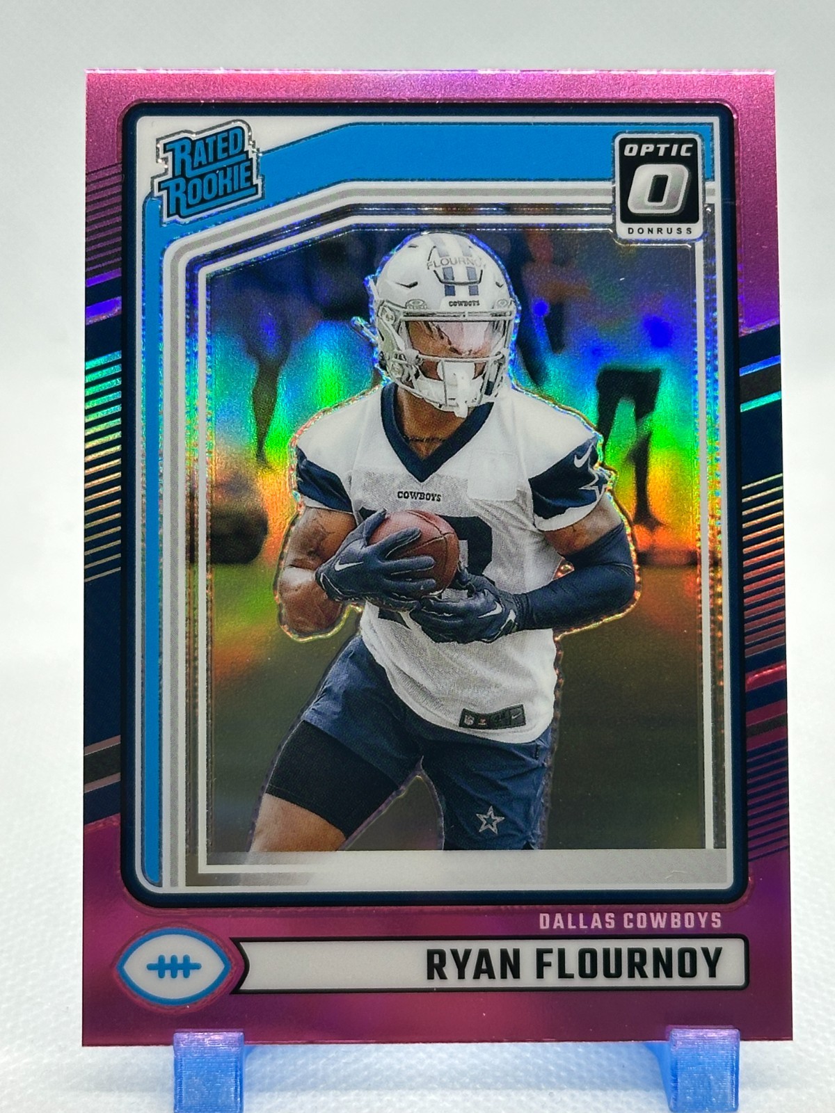 Ryan Flournoy 2024 Panini Donruss Optic Preview Pink Prizm #356 (RC) Cowboys