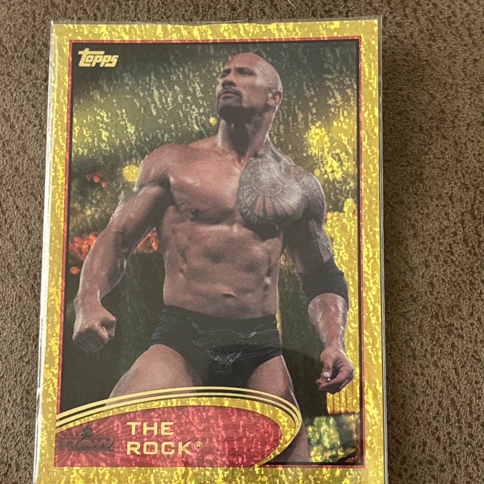 2012 Topps WWE #87 The Rock Gold Sparkle Foil F3