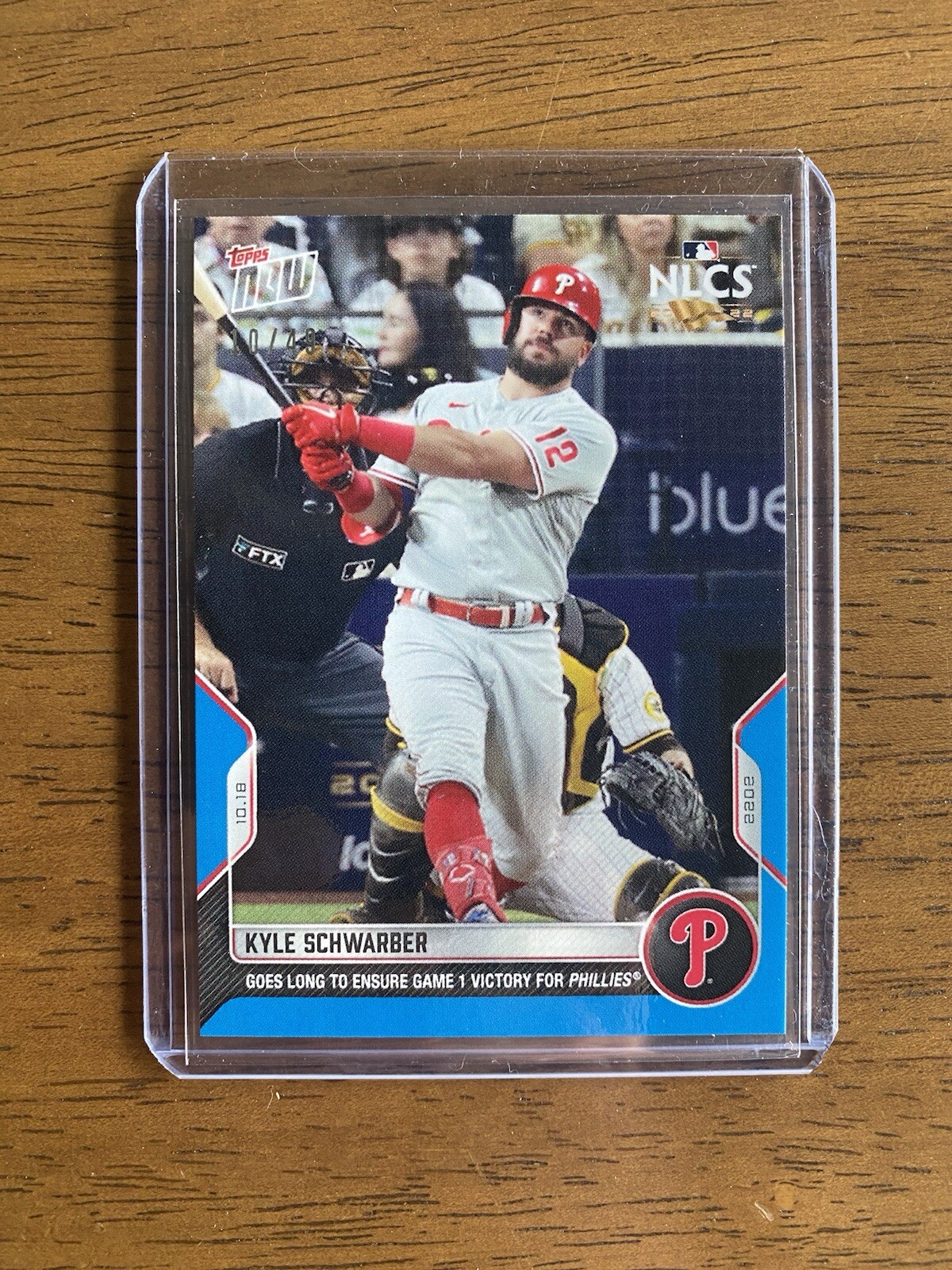 Kyle Schwarber NLCS Game 1 2022 MLB TOPPS NOW Card 1100 Blue Parallel 10/49