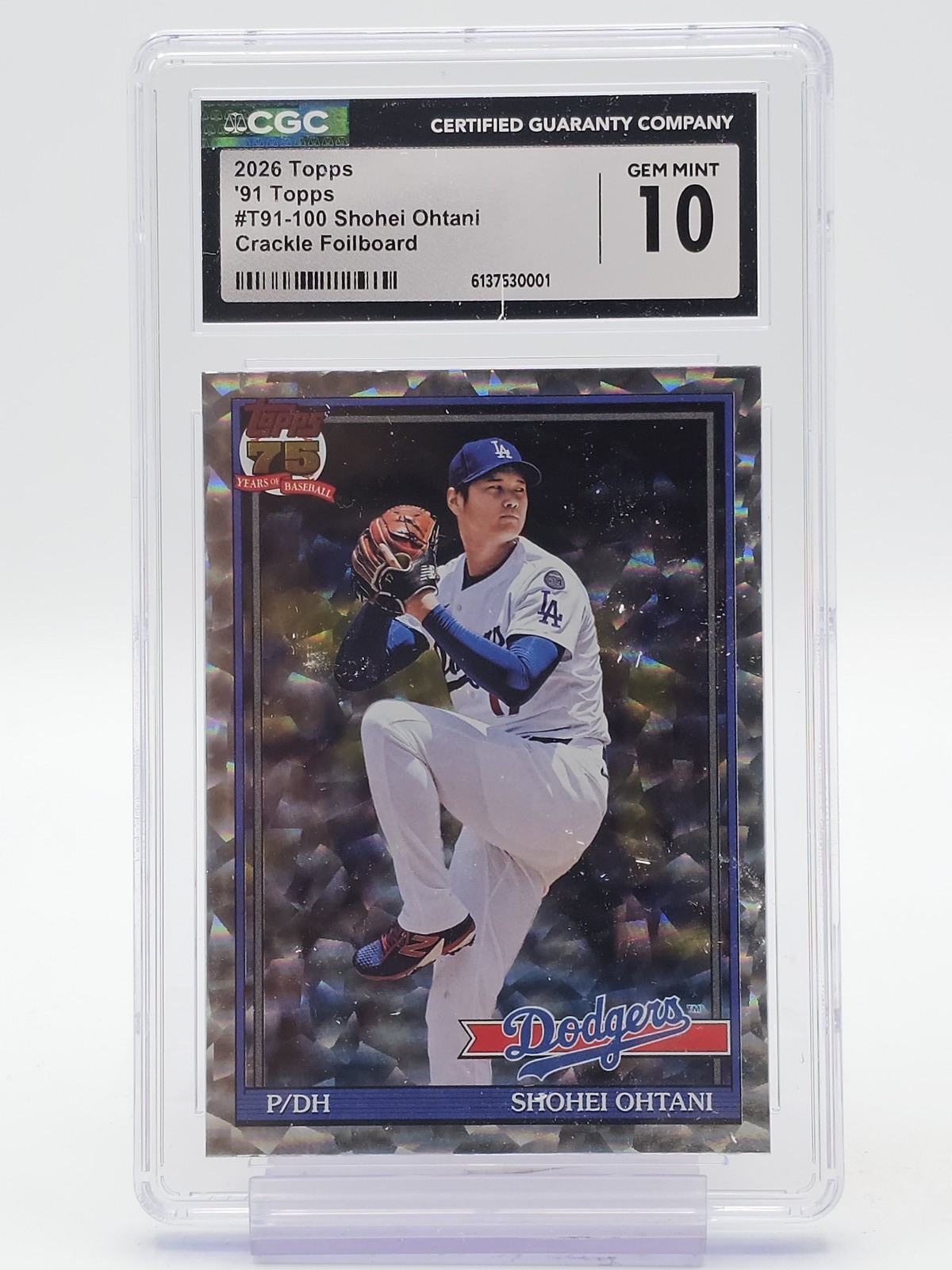 SHOHEI OHTANI 2026 TOPPS 91 TOPPS CRACKLE FOILBOARD #T91-100 Q7285