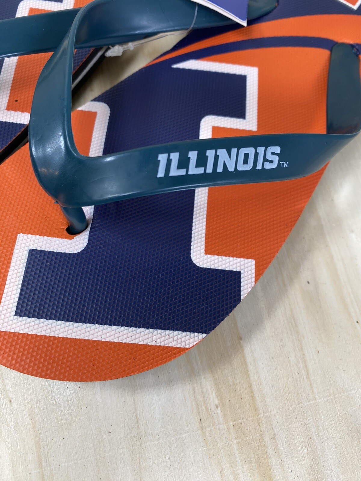 Illinois Fighting Illini NCAA Flip Flops Team Logo NWT Various Sizes Unisex