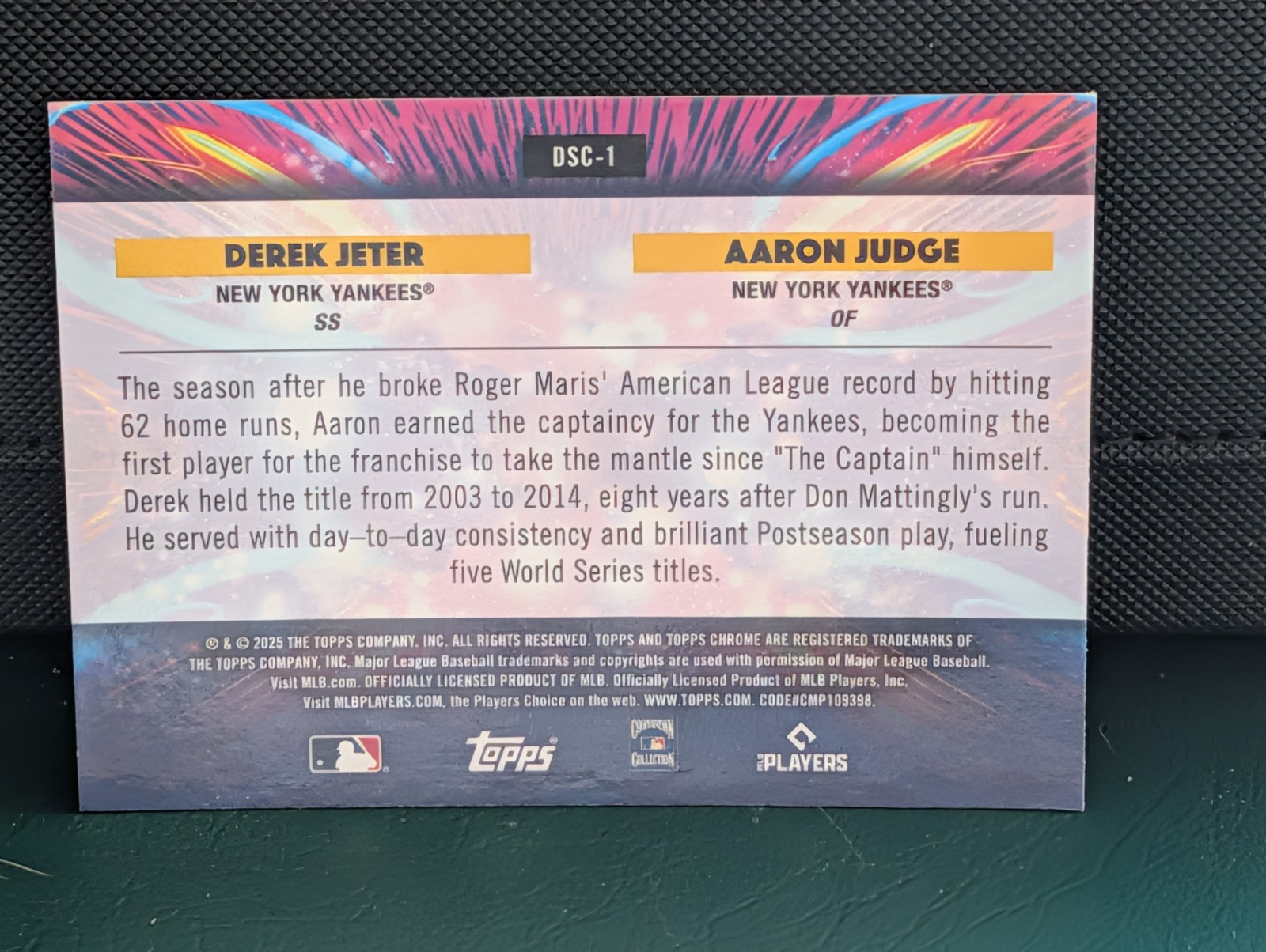 Topps 2025 Cosmic Chrome Star Clusters Aaron Judge Derek Jeter Yankees #DSC-1