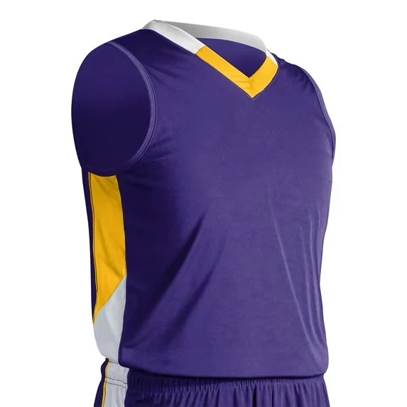 Rebel Basketball Solid Print Jersey, Youth Large, Purple, Gold, and White