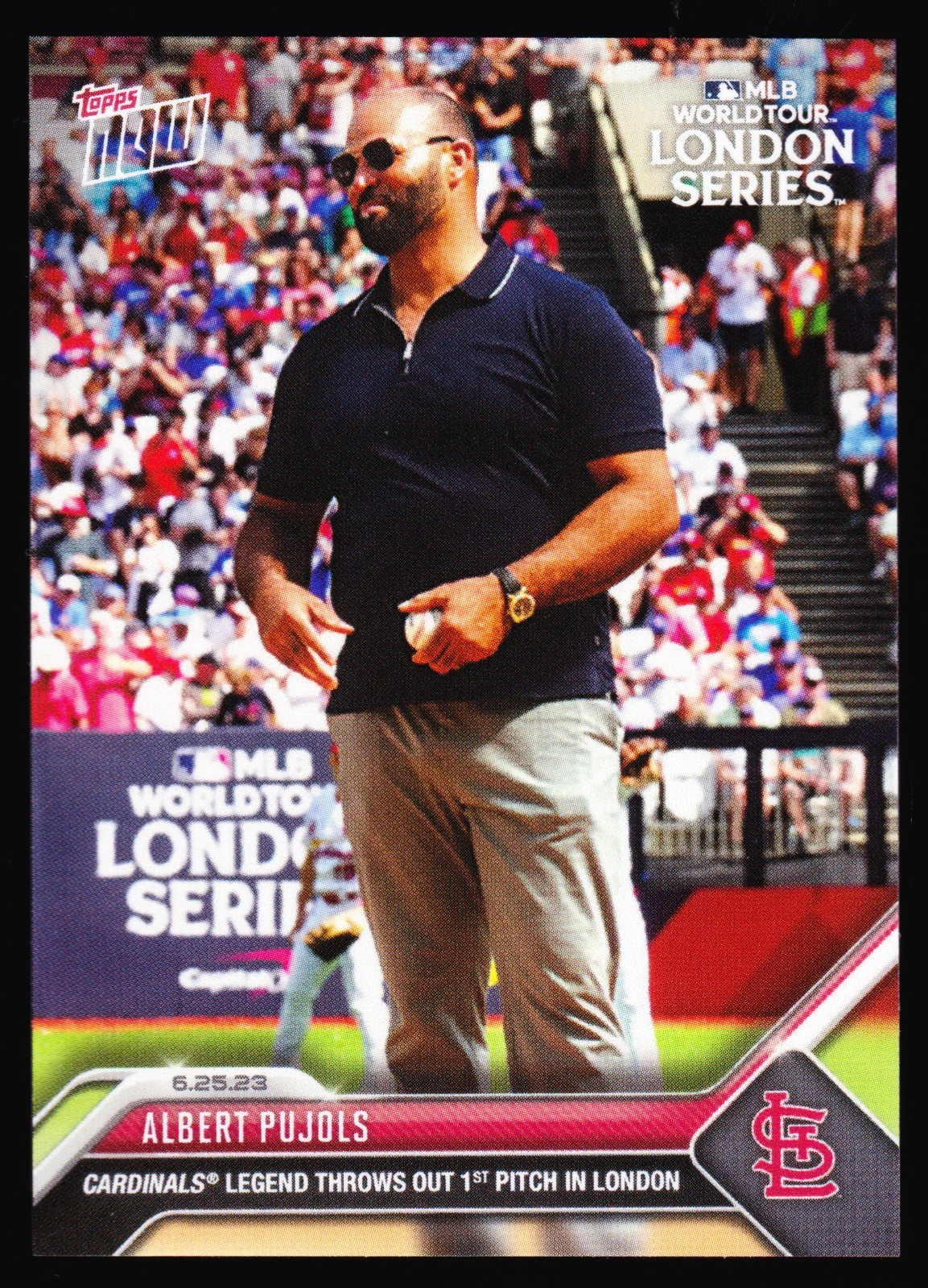 Albert Pujols St. Louis Cardinals 1st Pitch in London vs Cubs 2023 Topps Now 493