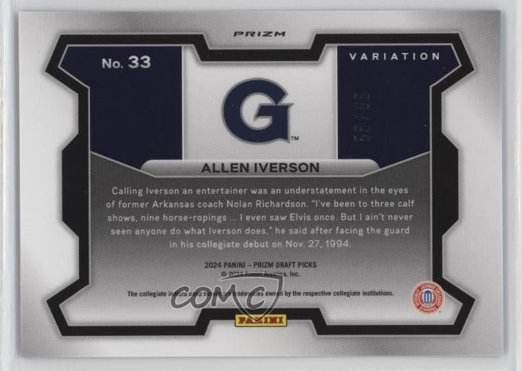 2024 Panini Prizm Draft Picks Blue Ice Variations /99 Allen Iverson #33 HOF 10tb