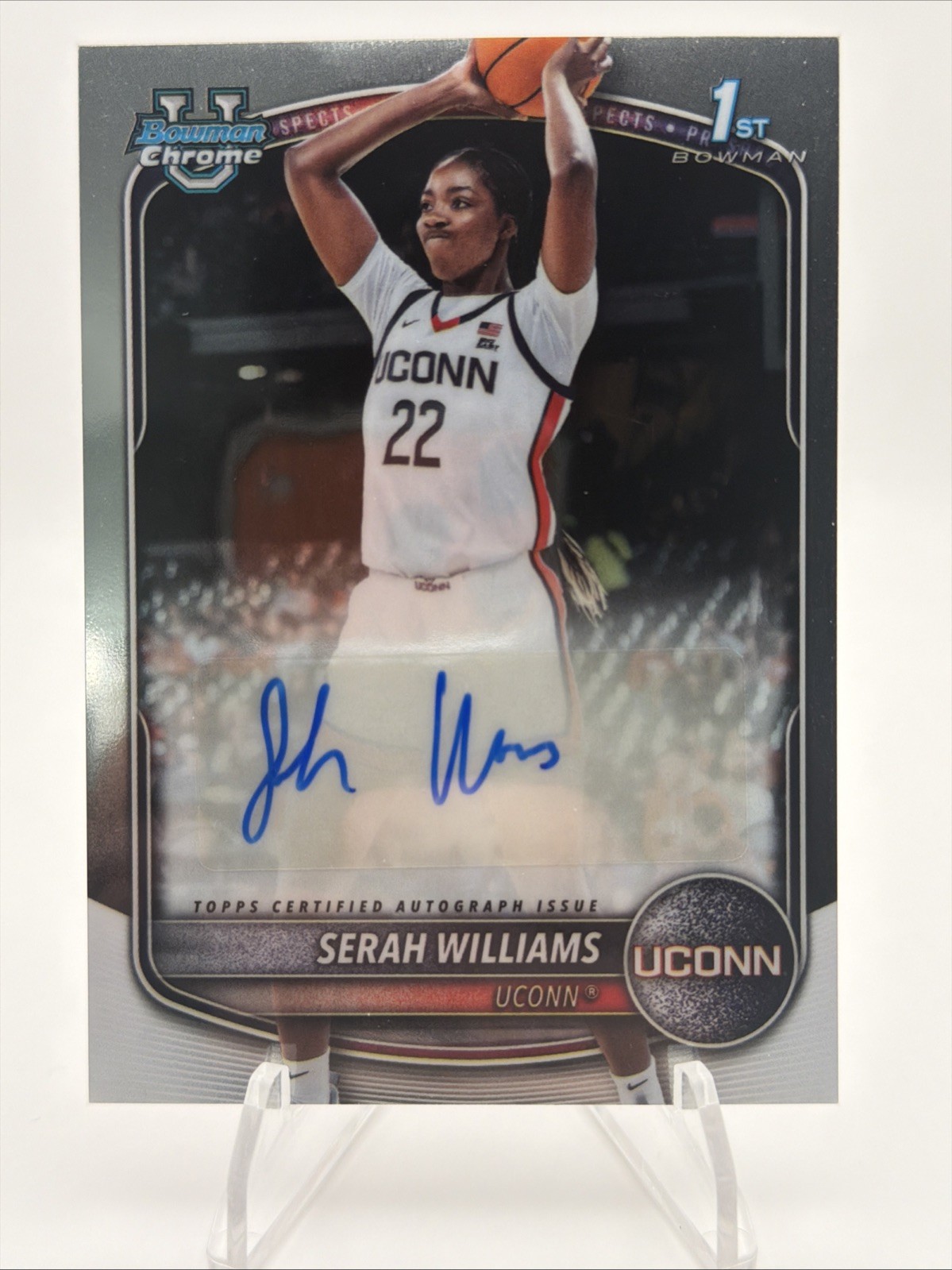 Serah Williams 2025-26 Bowman Chrome U University 1st Signed Auto Rookie Uconn