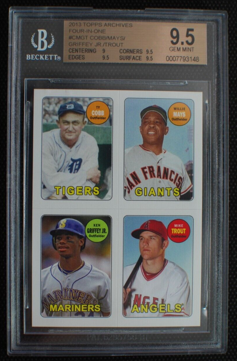 ⚾ GRIFFEY / TROUT / COBB / MAYS – 2013 Topps Archives Quad #CMGT – BGS 9.5