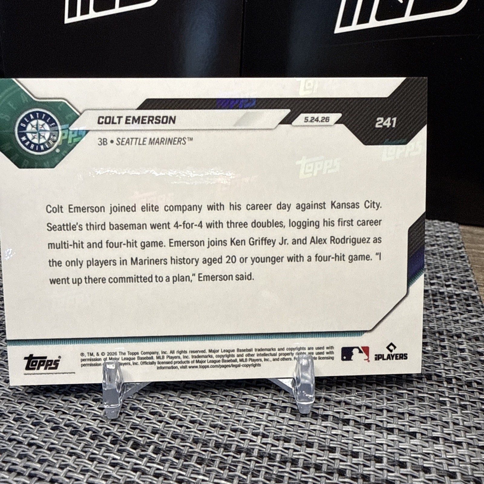 Colt Emerson, Seattle Mariners – 2026 Topps Now CALL-UP…Gold Foil Parallel 10/50