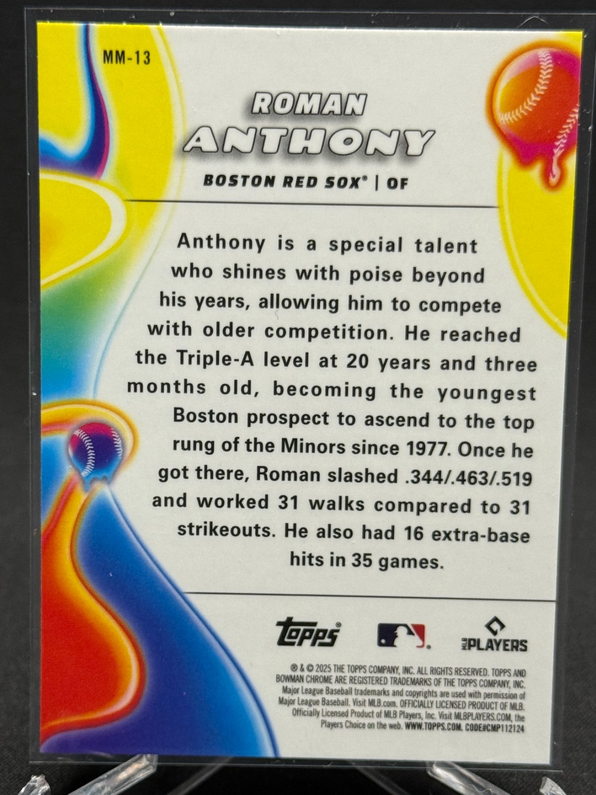 2025 Bowman Chrome – Roman Anthony – Melt Masher Insert – Red Sox Prospect