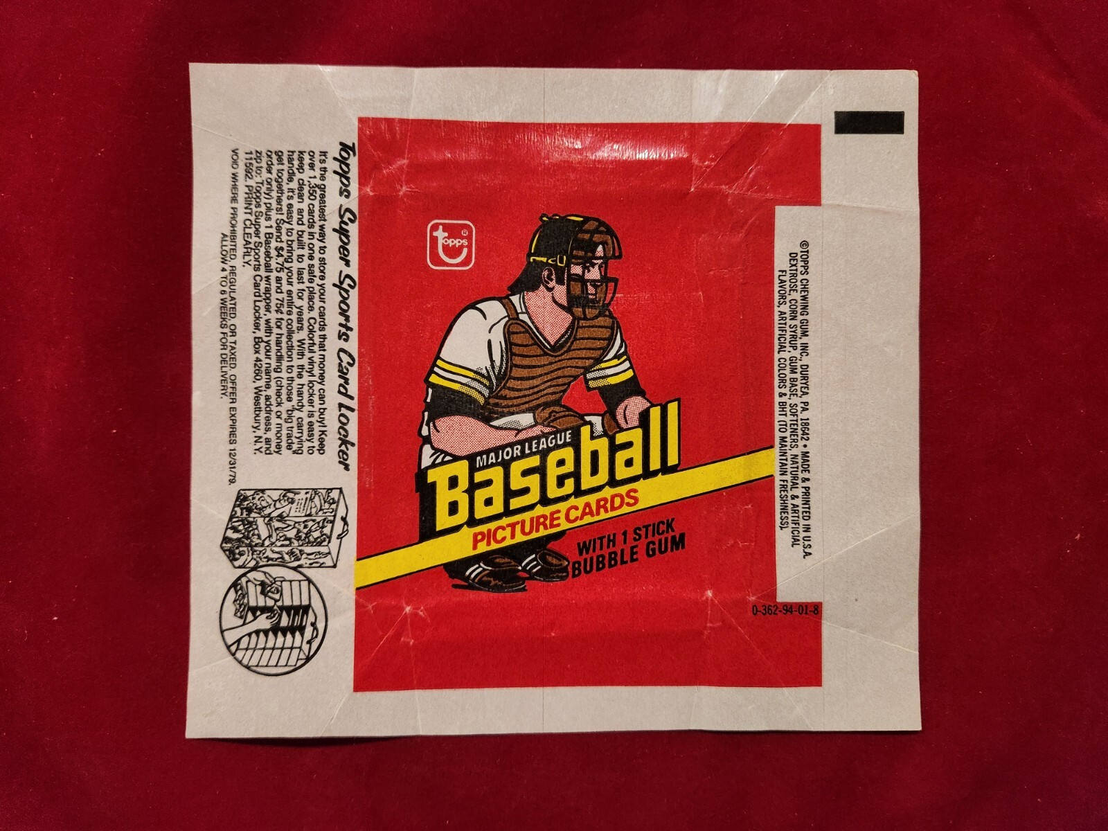 ⚾1978 Topps Baseball Wax Pack Wrapper 4.2⚾ Sports Locker Ver. ~ Munson Catcher