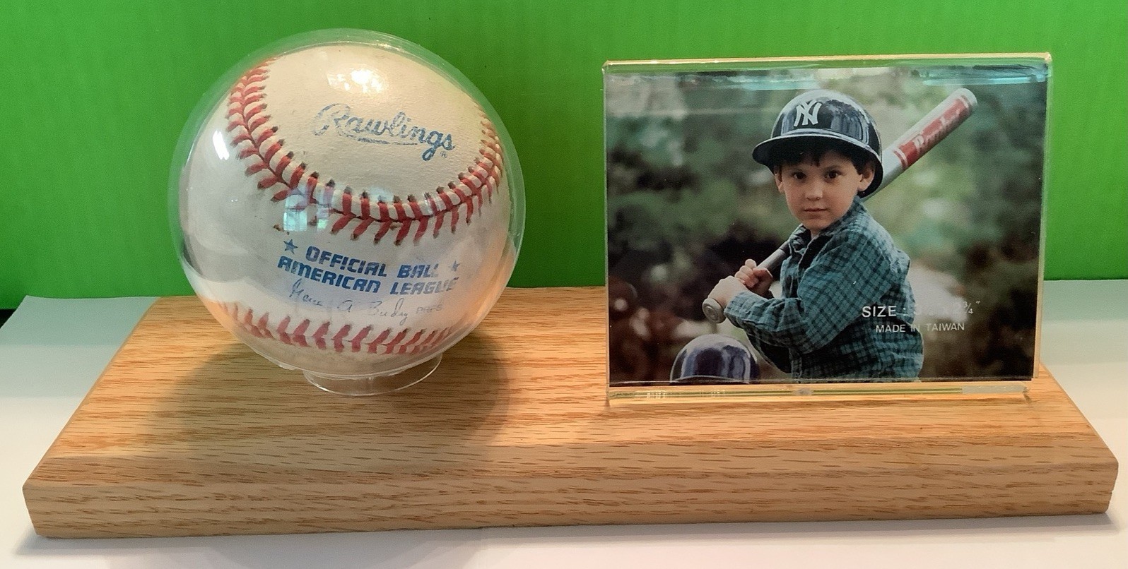 Baseball Card and Ball Holder With Oak Base (Baseball Not Included) New