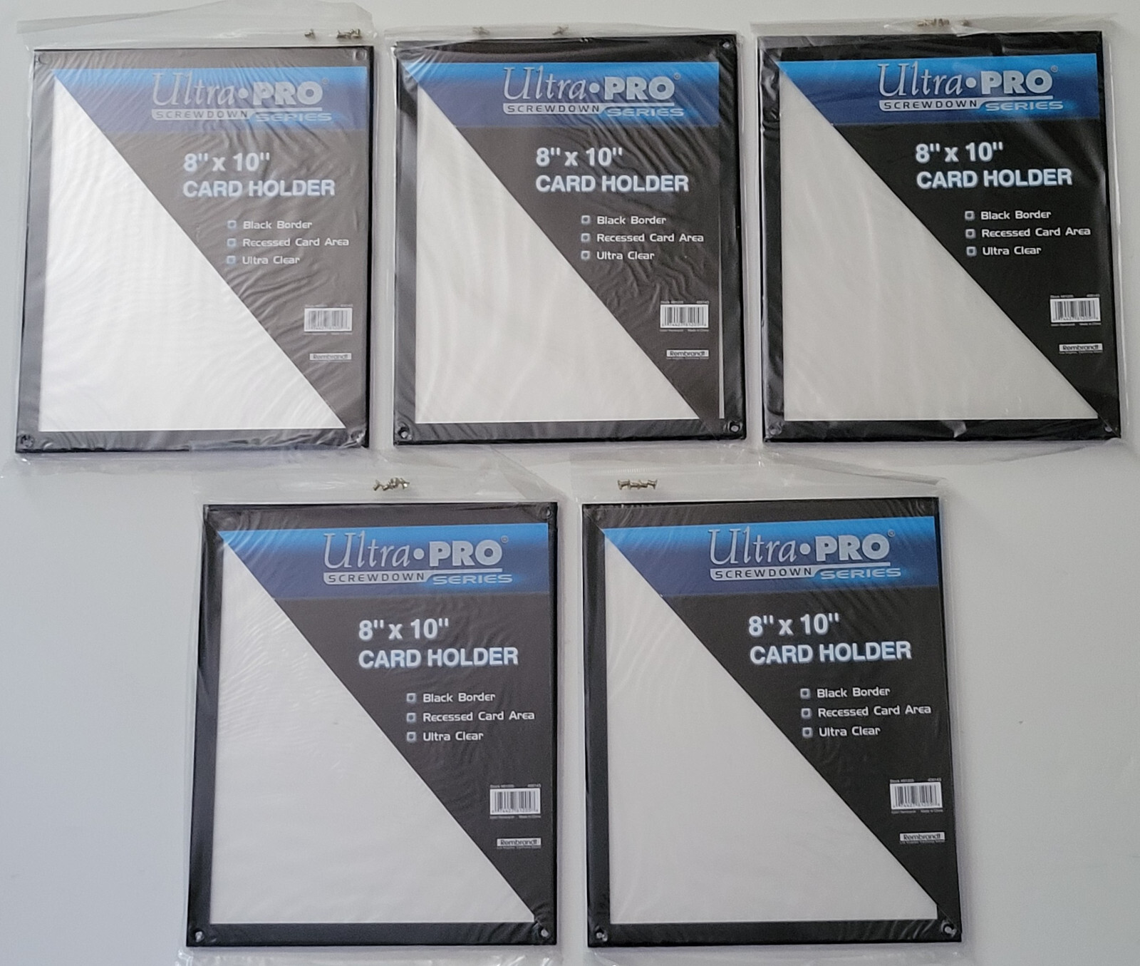 Lot of 5 Ultra Pro 8×10 Black Border Clear 4 Screw Screwdown Card / Photo Holder