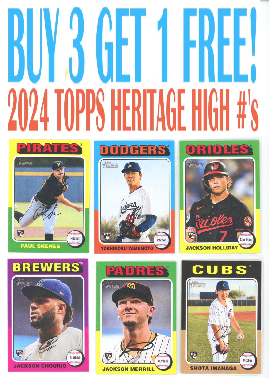 2024 Topps Heritage HIGH NUMBER Baseball(BUY 3 GET 1) You Pick/Complete Your Set
