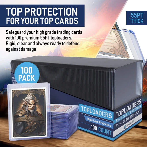 100 Premium 55PT Top Loaders for Cards Hard Card Sleeves Baseball Card Protector