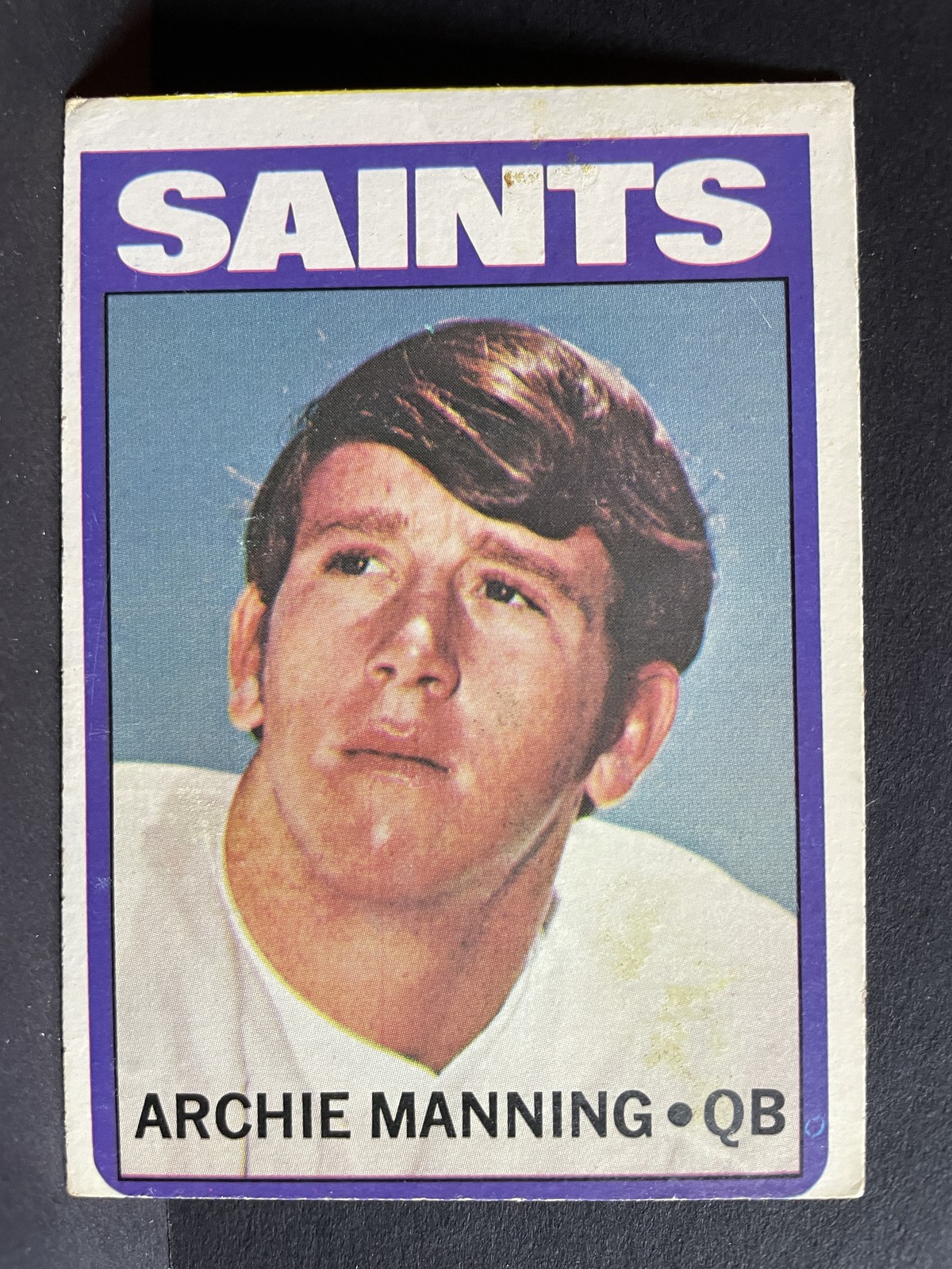 1972 Topps #55 Archie Manning RC New Orleans Saints – Wax Stain