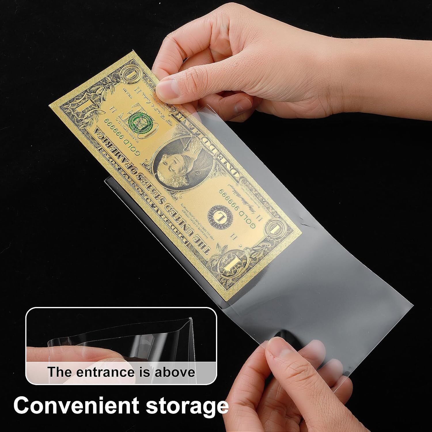 200pcs Transparent Banknote Cover Thickened Banknote Collection Cover OPP Bag US