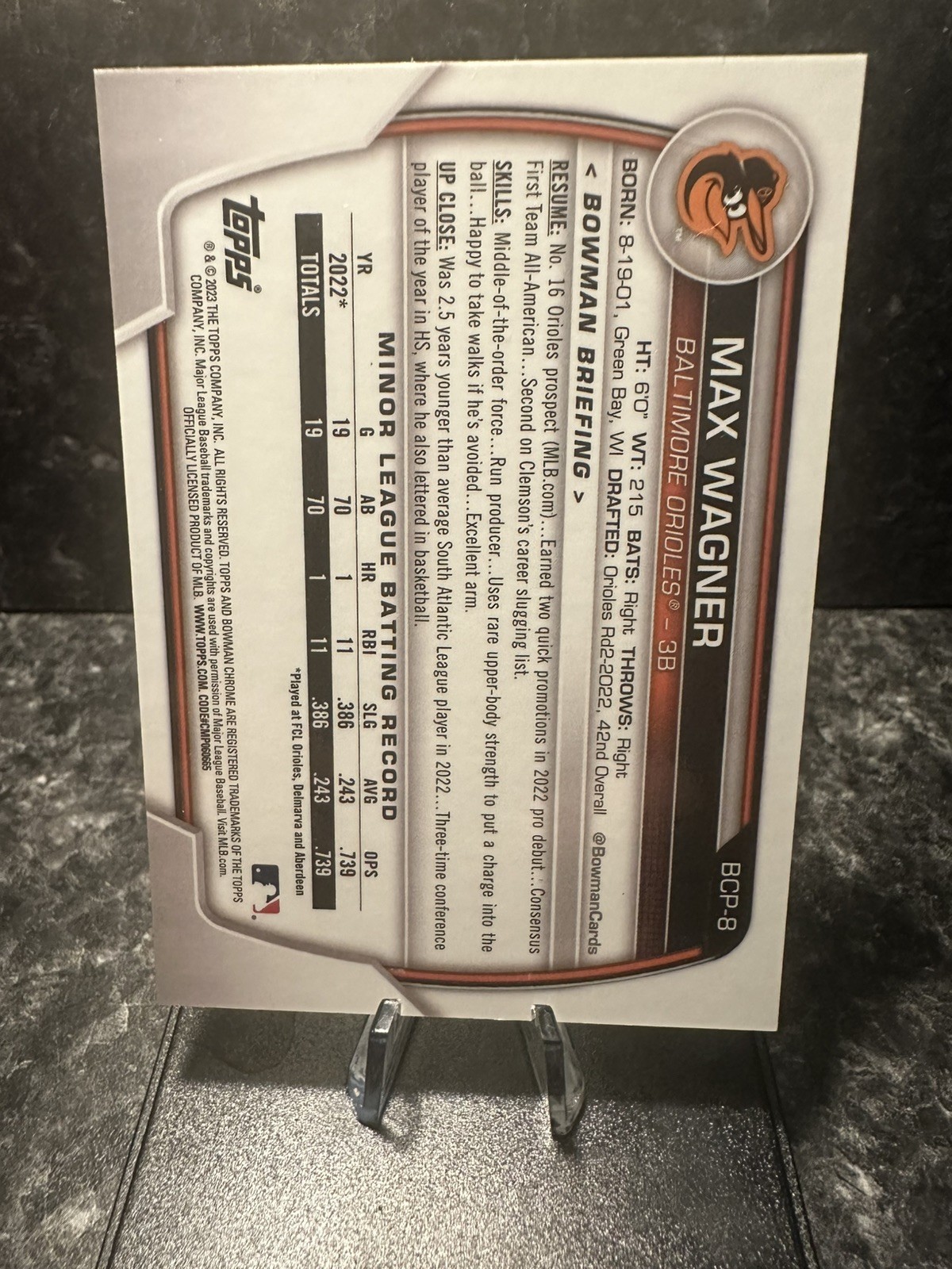 2023 Bowman Chrome Prospects – Max Wagner [Gold Shimmer] #BCP-8 /50