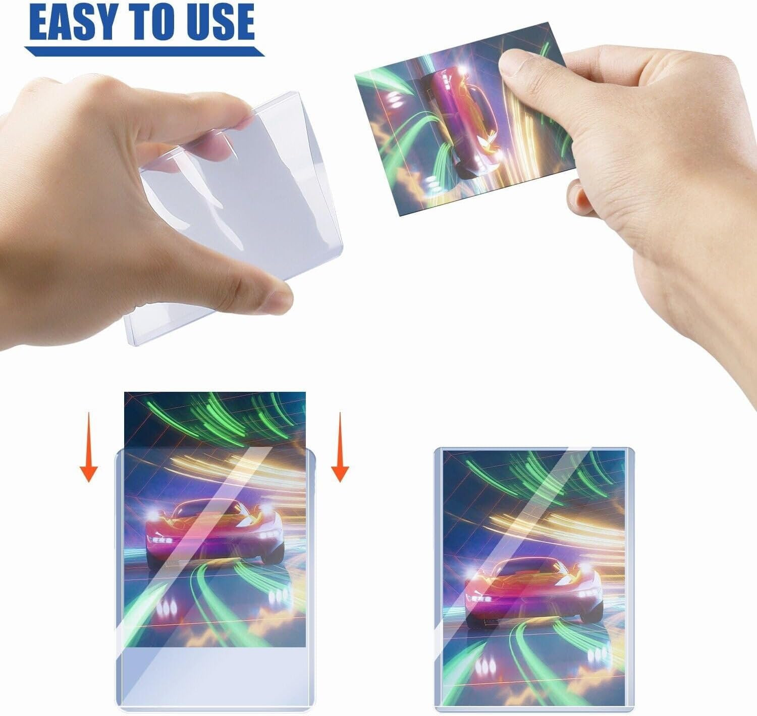 (1000 PCS Toploader+1000 PCS Penny Sleeves) Premium Hard Plastic Card Protectors