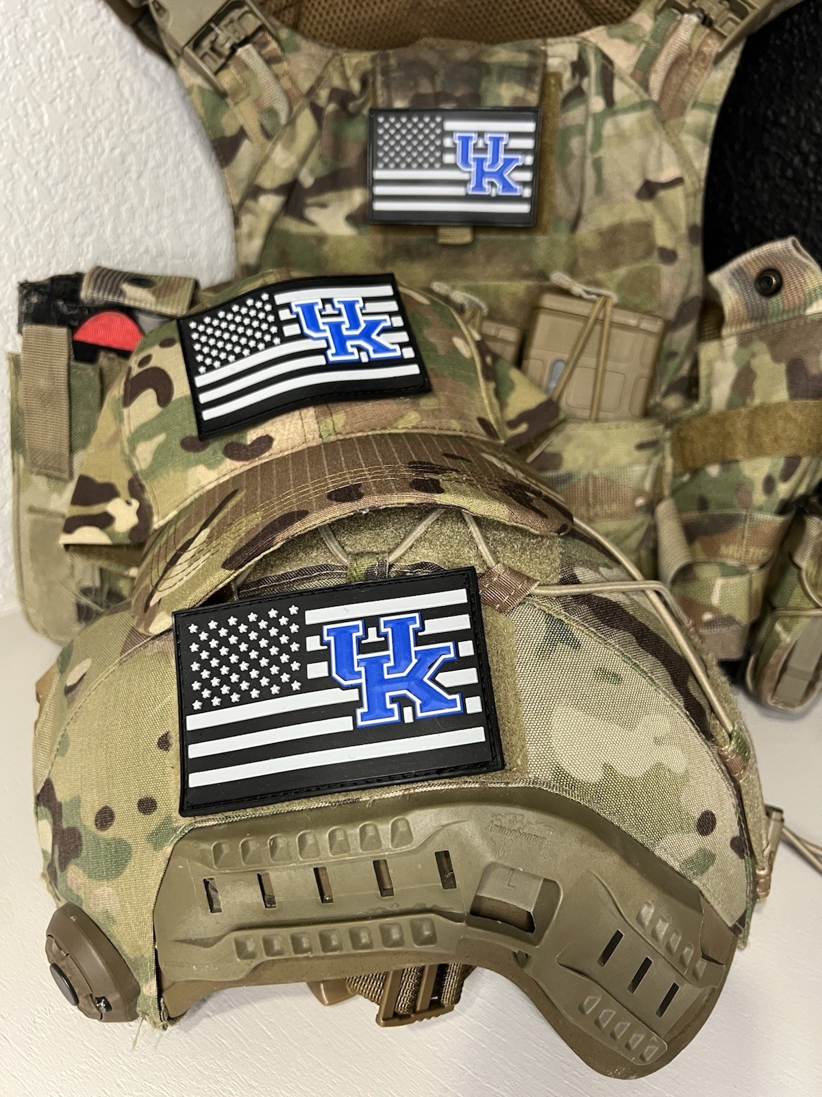 Military Combat American Flag Kentucky Wildcats Collage PVC Patch Vlcro
