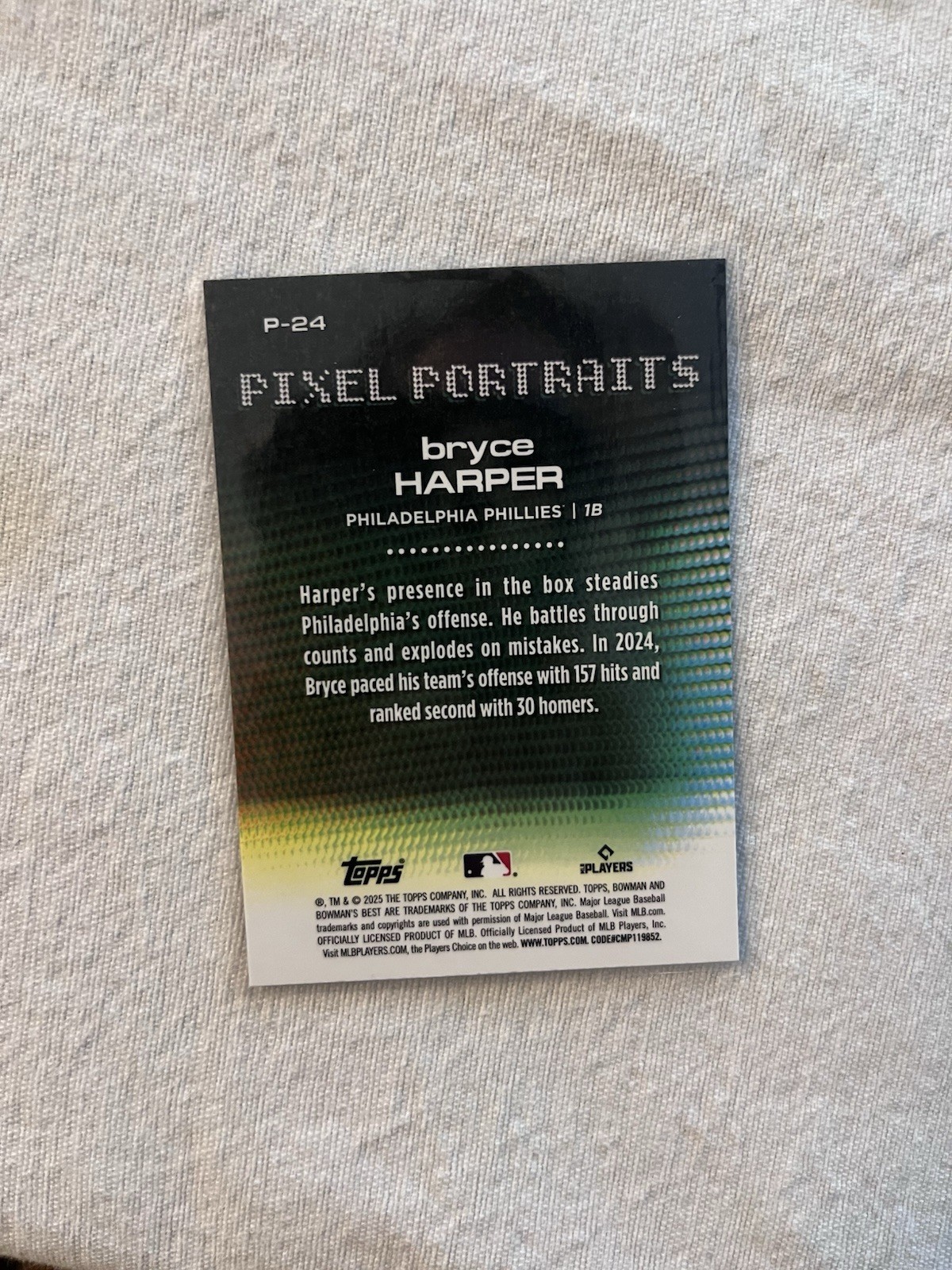 2025 Bowman’s Best Bryce Harper Pixel Portraits #P-24 Phillies