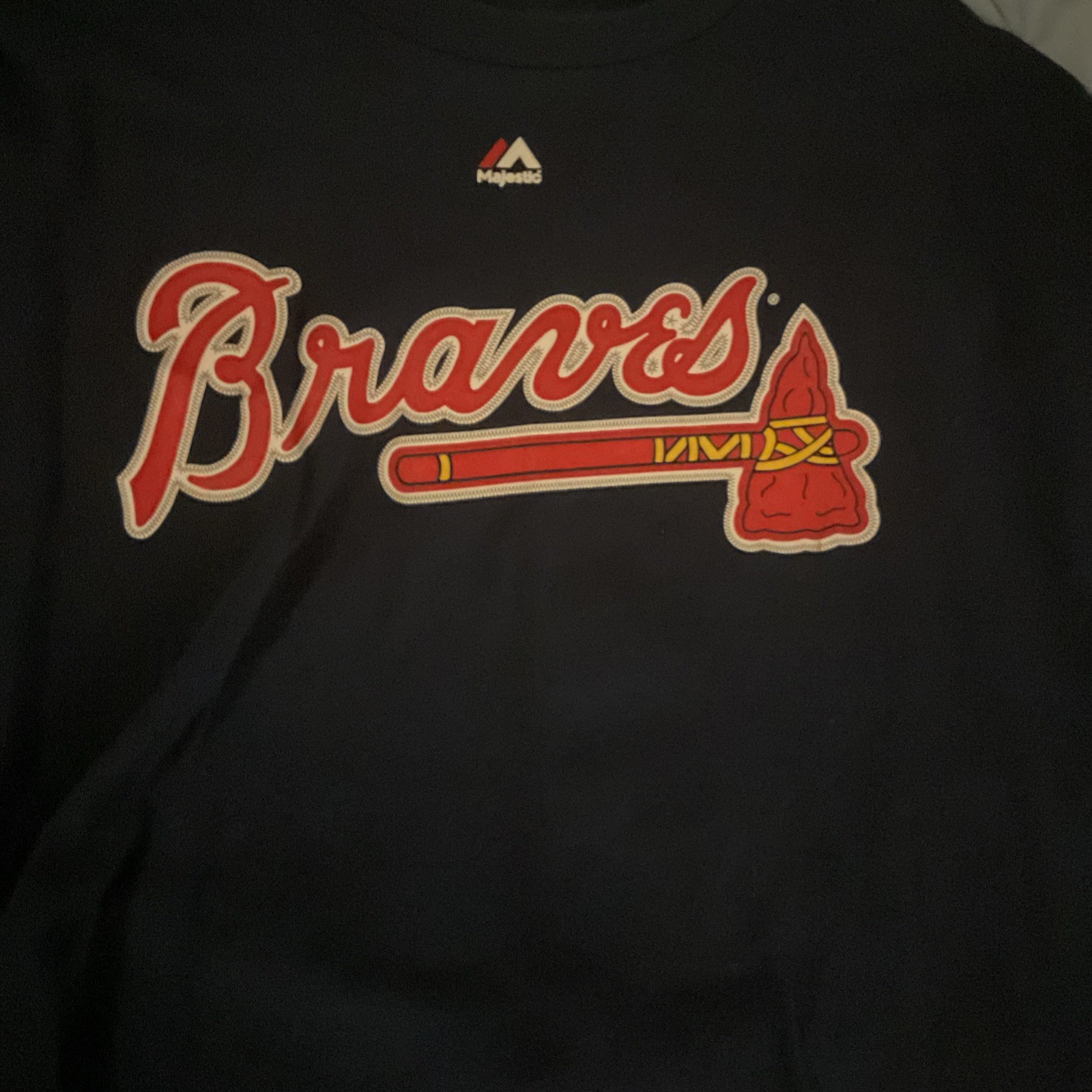 Atlanta Braves MLB Majestic Tom Glavine #47 Navy Blue Shirt Mens Size XL NWT
