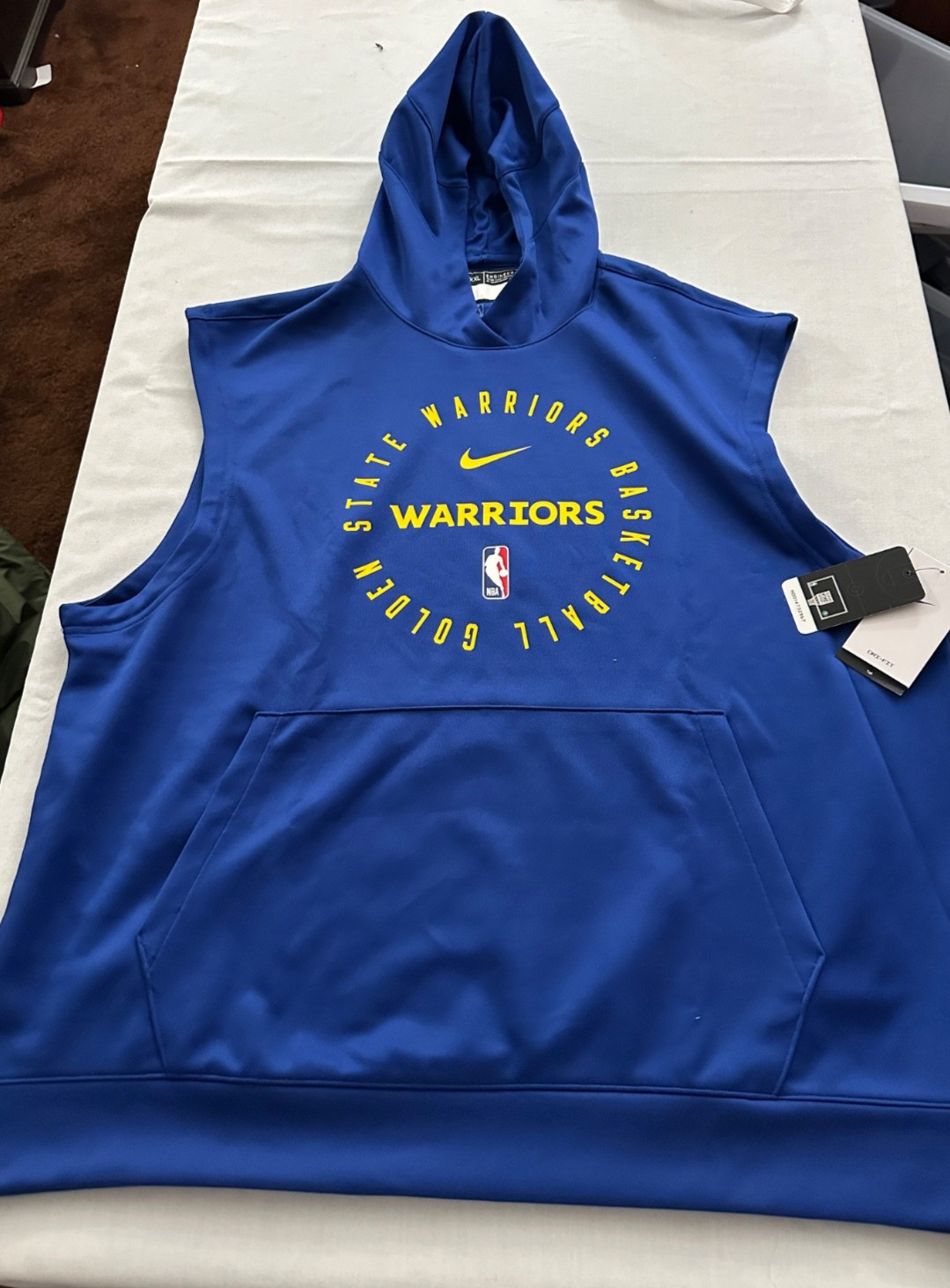 NBA Nike Golden State Warriors Team Issued Sleeveless Hoodie XXL Tall Curry