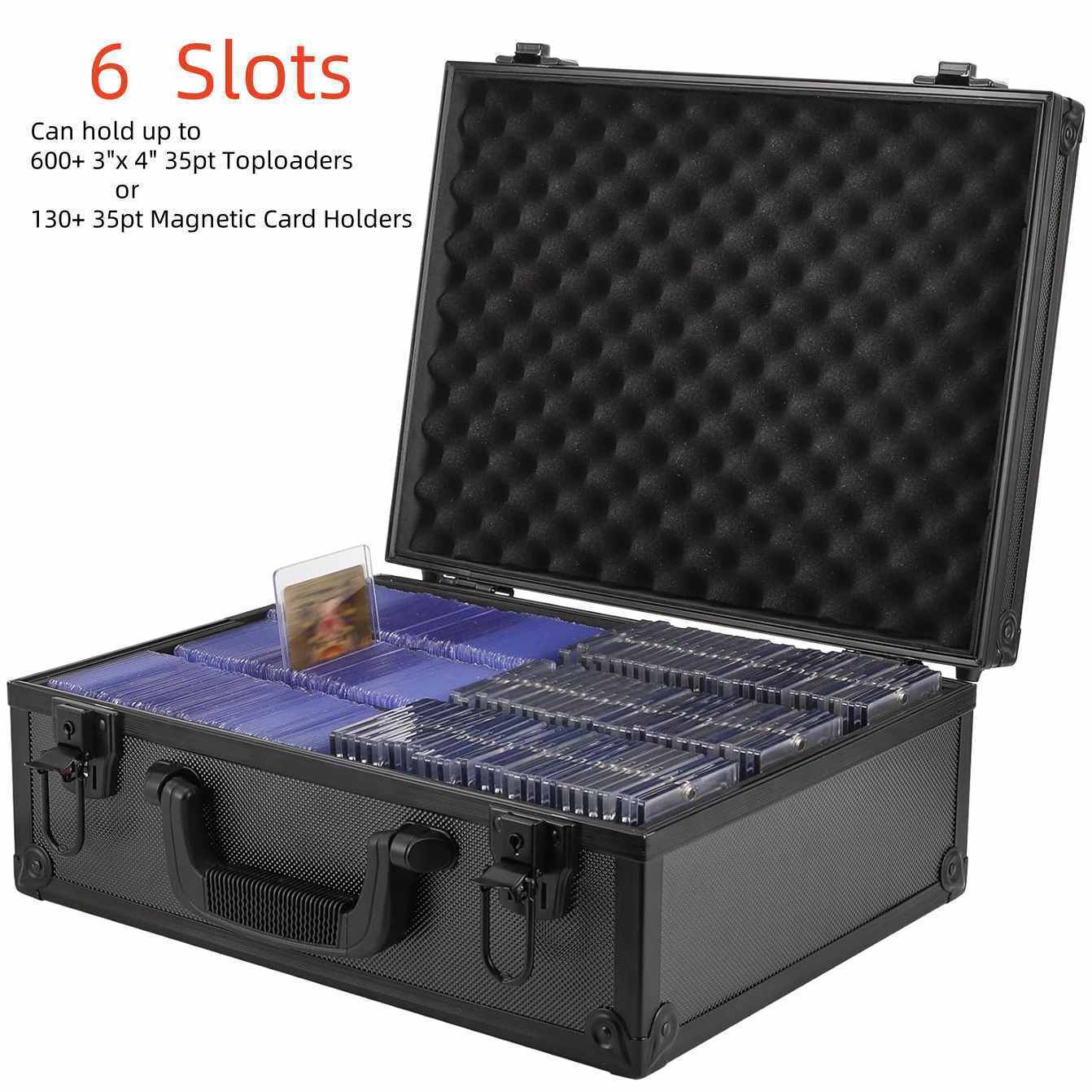 6 – Slots Graded Card Case Storage Box for 130+ 35pt Magnetic Card Holders