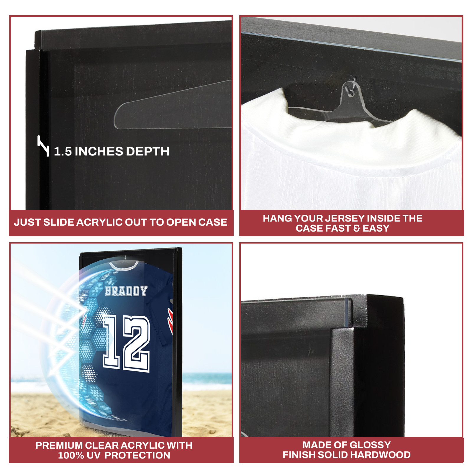 Shadow Black Jersey Display case for jerseys