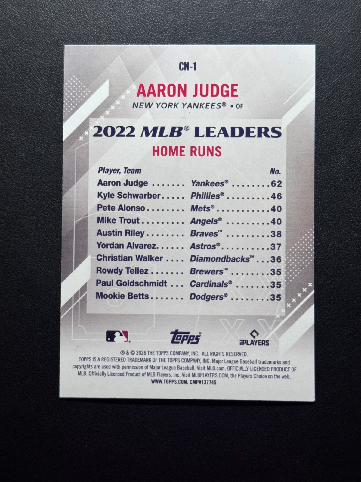 2026 Topps Series 2 Crooked Numbers – Aaron Judge #CN-1 – Yankees Baseball