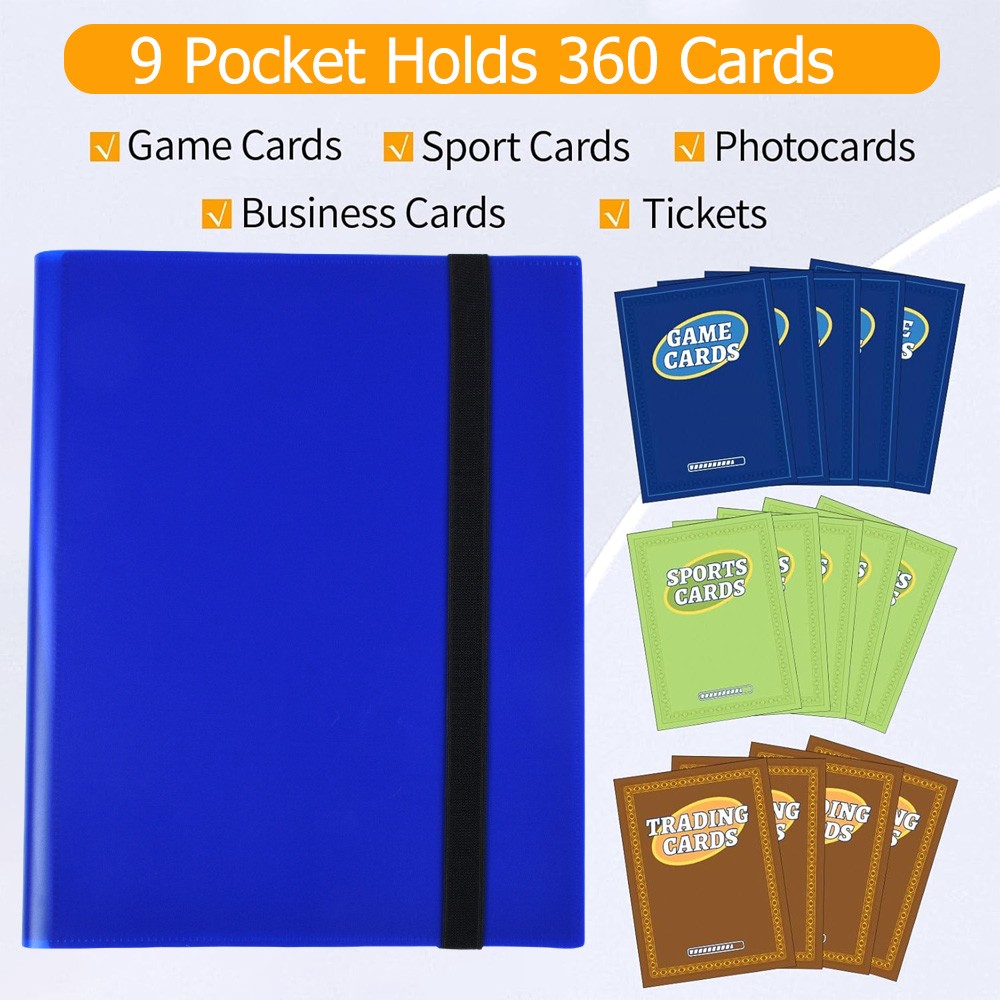 9 Pocket Card Binder Premium Zip Trading Card Binder Double Sided Pocket Binder