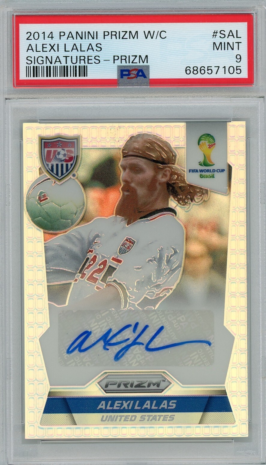 2014 PANINI FIFA WORLD CUP ALEXI LALAS USA UNITED STATES AUTO PRIZM /25 PSA 9