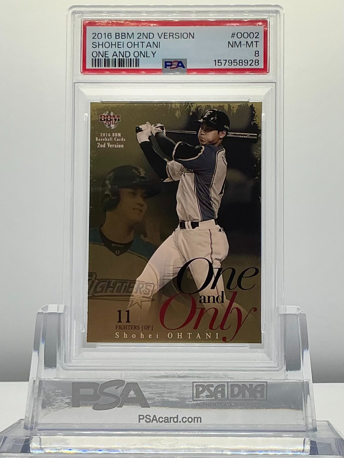 SHOHEI OHTANI 2016BBM 2ND VERSION ONE AND ONLY #OO02 PSA8!POP9!(RC)