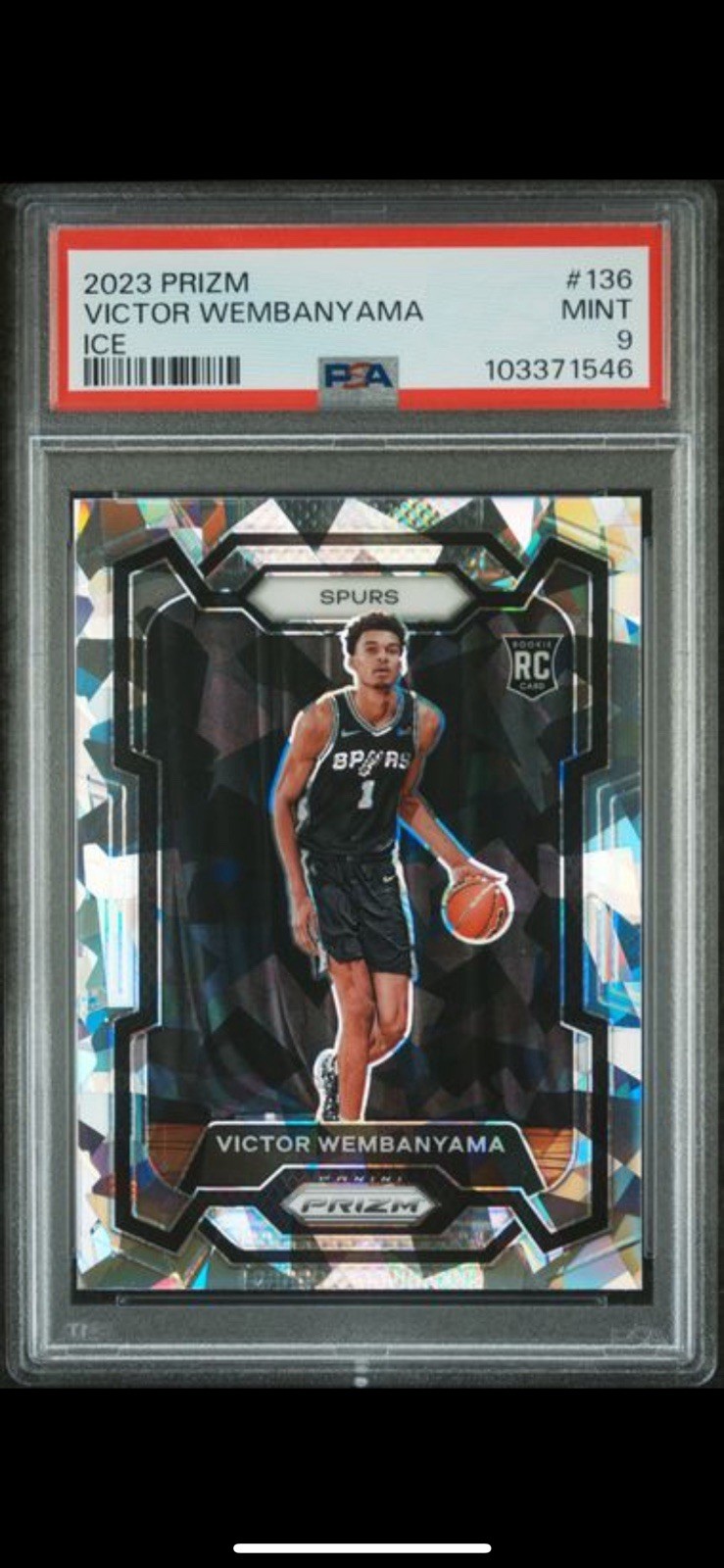 2023-24 Panini Prizm Victor Wembanyama #136 Ice Prizm (RC) PSA 9