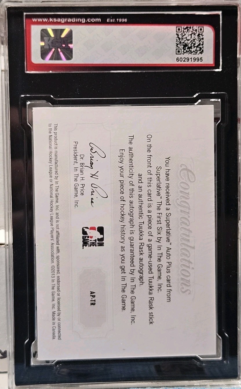 2013 ITG Superlative Tuukka Rask Auto Plus Game Used Stick 🚨🚨🚨 KSA 9.5 NGM