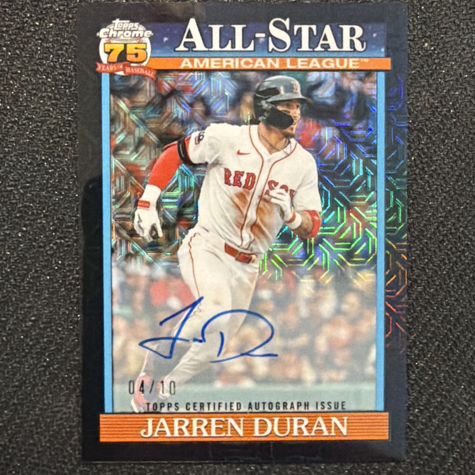 2026 Topps Series 2 Jarren Duran Auto 75th All Star Black Mojo Refractor /10