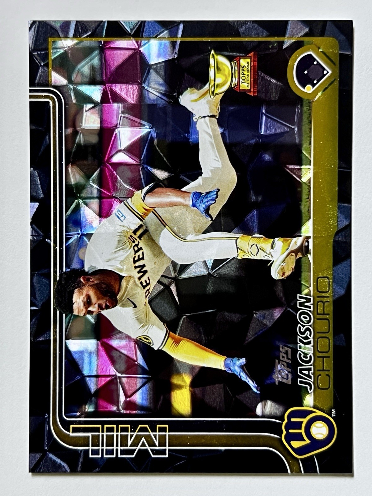 2025 Topps Series 2 Jackson Chourio Rookie Cup Black Diamante Foil /10 #376